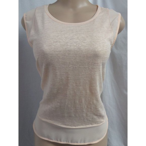 Ann Taylor Tops - "ANN TAYLOR" LIGHT PEACH LAYERED FRONT CHIFFON INSETS BLOUSE TOP SIZE: L NWT